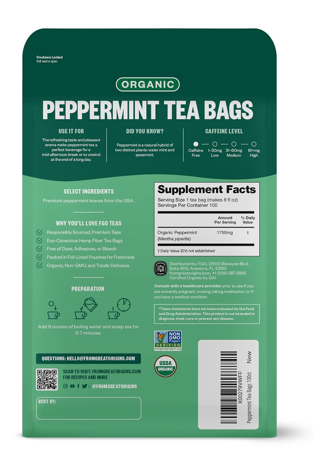 Peppermint Herbal Tea - (PCOS, Bloating, Cramps, PMS & Calmness)