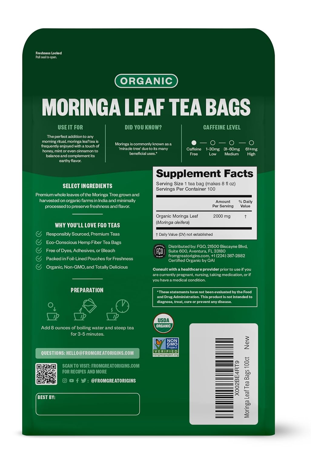 Moringa Tea - (PCOS, Blood Sugar, Energy, Skin & Metabolism)