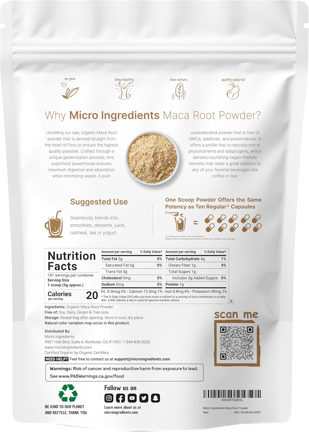 Maca Root Powder - (PCOS, Hormones, Libido, Energy & Mood)