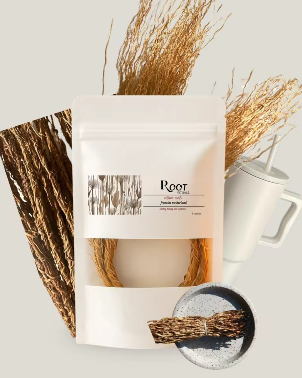 Vetiver Root (Odor, pH Balance, Stress, Lymphatic Detox)
